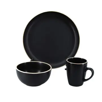 Black Color Glazed Stoneware Dinner Set Factory Supply High Quality for Restaurant Wedding Hotel Party Accept Customized Color
