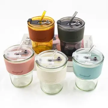 China Wholesale Custom Vintage Bamboo Design Mug Thicken Tea Coffee Dome Amber Water Glass Cup With Lid Straw and Cup Sleeve