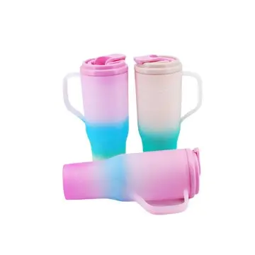 Wholesale 40oz Gradient Plastic Tumbler with Straw and Handle | Large Capacity Portable Car Cup for Summer Drinks & Promotions