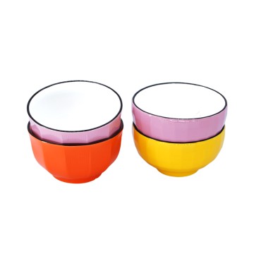 Ceramic Bowls Exporter European Style Ceramic Cute Colored Glaze Salad Bowl Home Creative Rice Bowl Western Food Small Soup Bowl Set