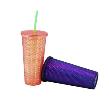 Custom Double Wall Plastic Tumblers with Lids and Straws – Reusable Colorful Durian Cup Wholesale Drinkware for Parties, Events Promotions