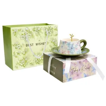 Luxury Ceramic Coffee Cup & Saucer Gift Set | High-End Retro Style Afternoon Tea Mug with Elegant Gift Box